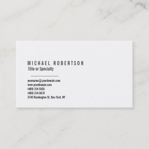 Modern Plain Black White Clean Business Card