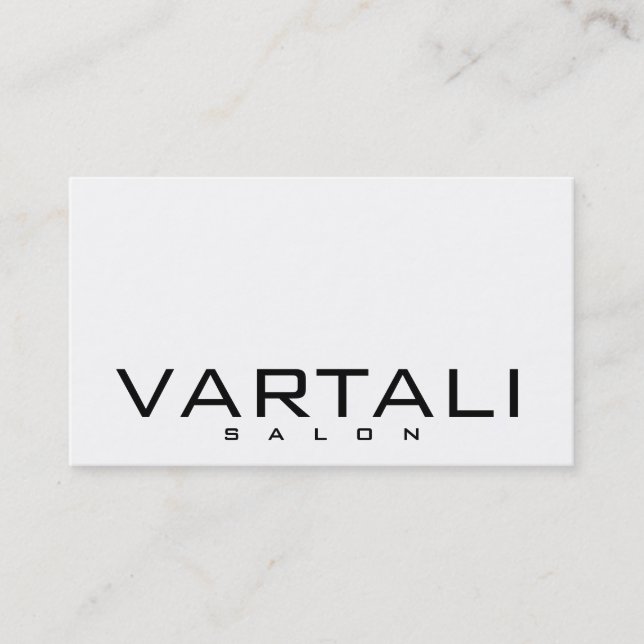 Modern Plain Black White Salon Business Card (Front)