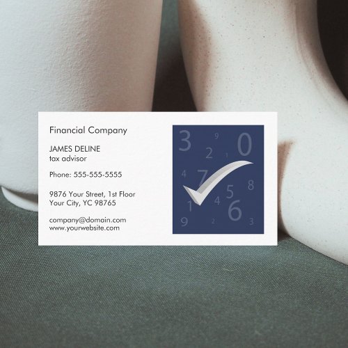 Modern Plain Blue White Accountant Business Card