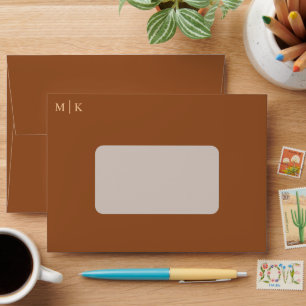 Modern Plain Brown Monogrammed Envelope