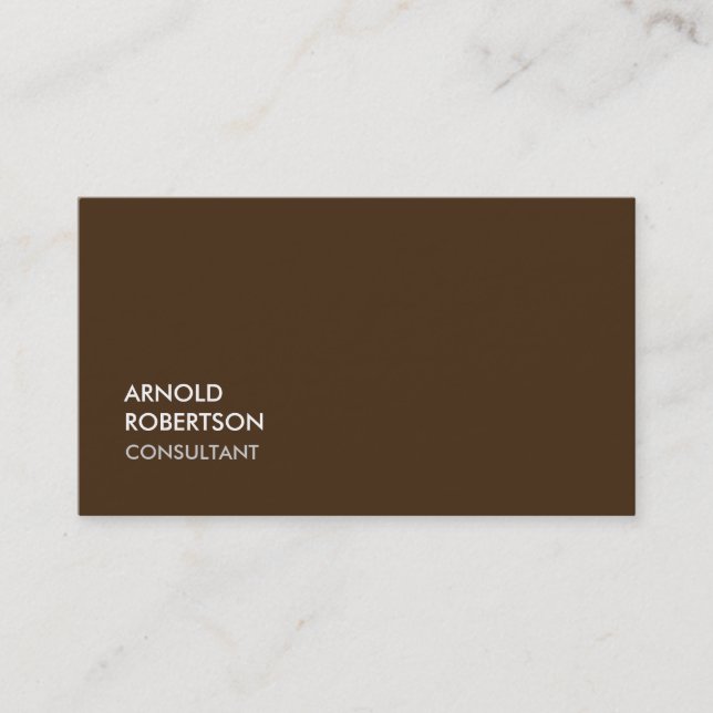 Modern Plain Brown Trendy Chic Business Card (Front)