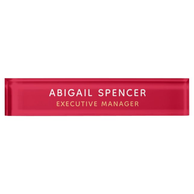 Modern Plain Classy Professional Cherry Red Desk Name Plate (Front)