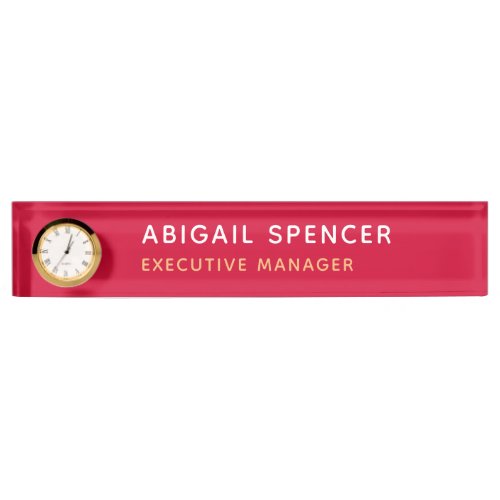 Modern Plain Classy Professional Cherry Red Desk Name Plate