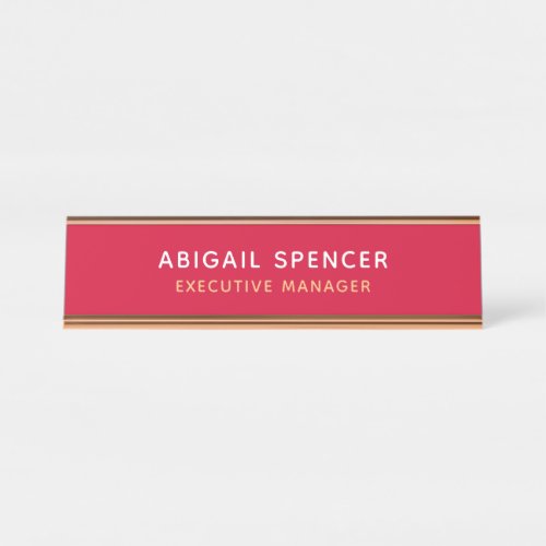 Modern Plain Classy Professional Cherry Red Desk Name Plate