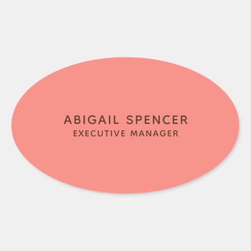Modern Plain Classy Professional Coral Pink Oval Sticker