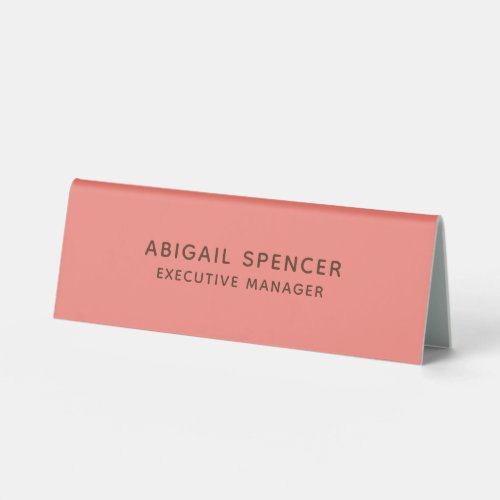 Modern Plain Classy Professional Coral Pink Table Tent Sign