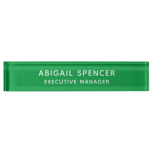 Modern Plain Classy Professional Kelly Green Desk Name Plate