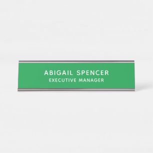 Modern Plain Classy Professional Kelly Green Desk Name Plate