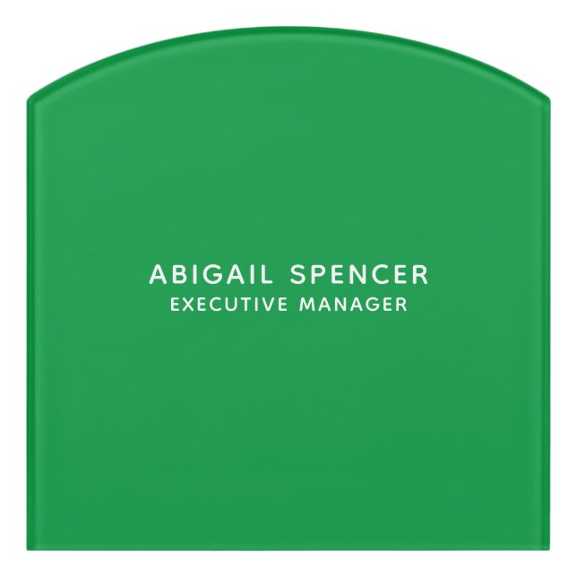 Modern Plain Classy Professional Kelly Green Door Sign (Contour Front)