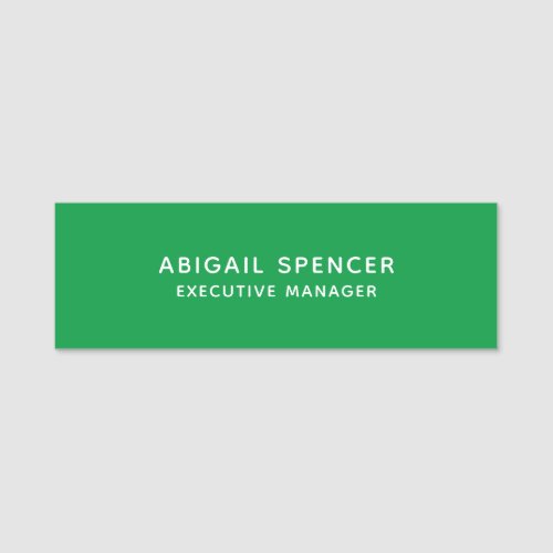 Modern Plain Classy Professional Kelly Green Name Tag