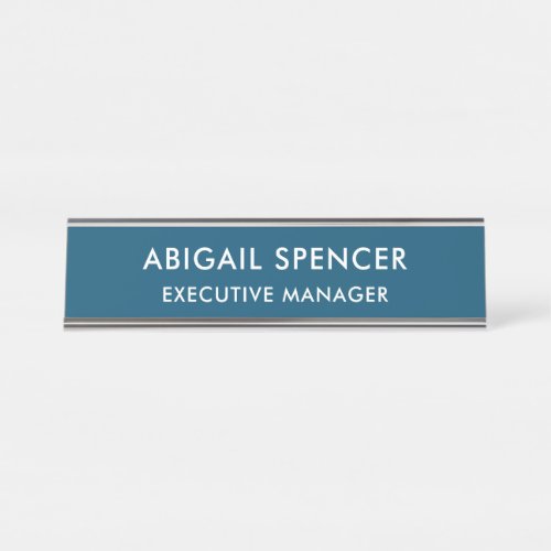 Modern Plain Classy Professional Ocean Blue Desk Name Plate