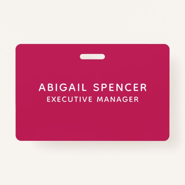 Modern Plain Classy Professional Rose Red Badge (Front)