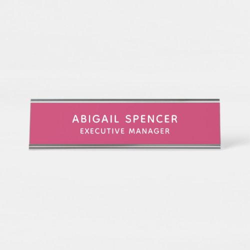 Modern Plain Classy Professional Rose Red Desk Name Plate