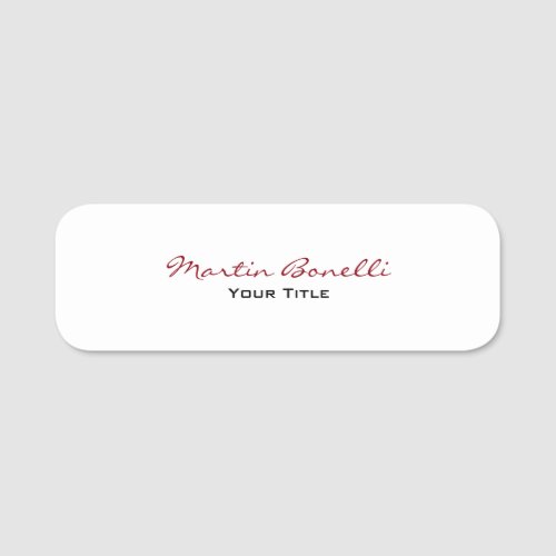 Modern Plain Custom Professional Name Position Name Tag