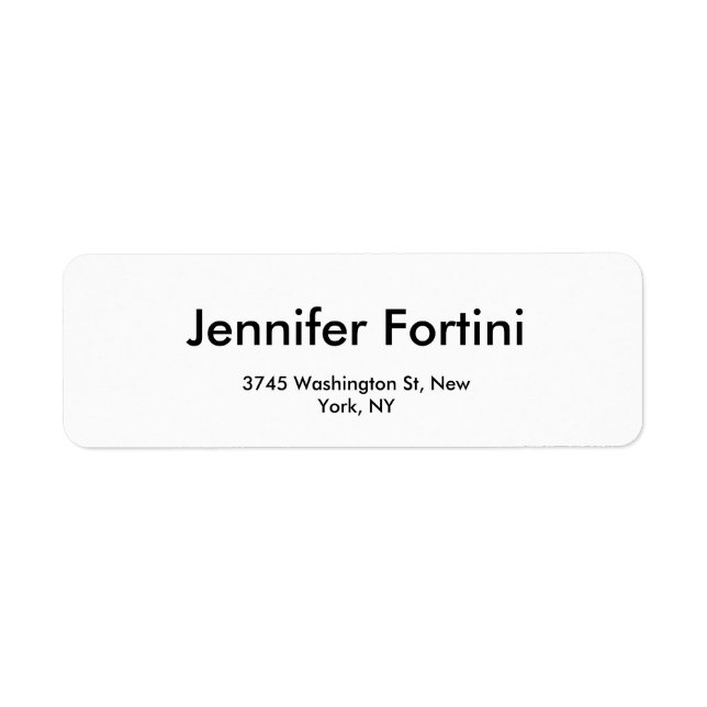 Modern Plain Elegant Black & White Minimalist Label (Front)