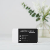Modern Plain Elegant Minimalist Black White Business Card (Standing Front)