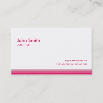 Modern Plain Elegant Pink And White Business Card by Lamborati at Zazzle