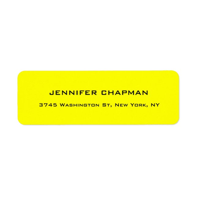 Modern Plain Elegant Professional Lemon Yellow Label (Front)