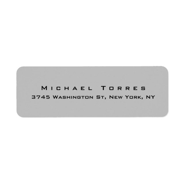 Modern Plain Elegant Trendy Silver Grey Minimalist Label (Front)