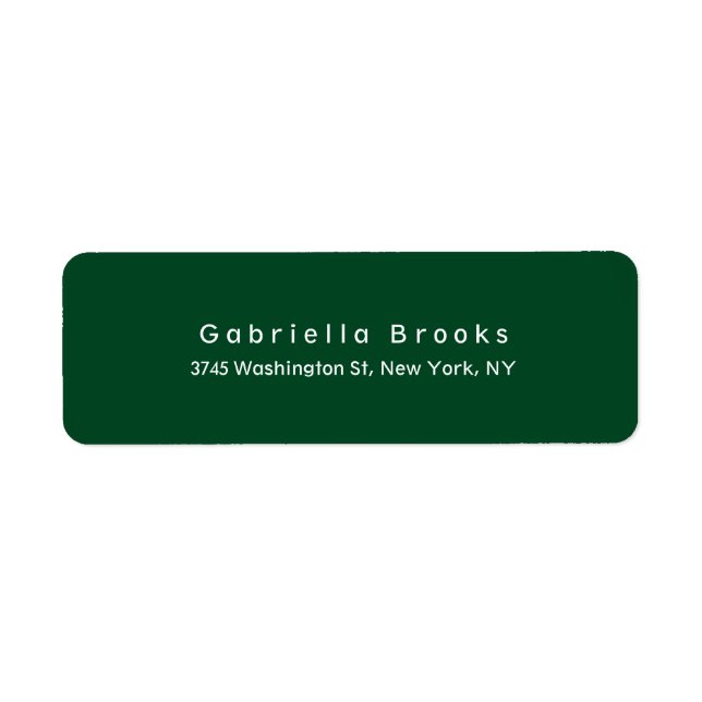Modern Plain Elegant Unique Forest Green Label (Front)