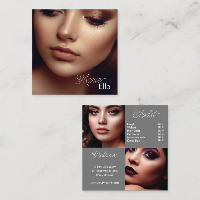 Modern Plain Gray Comp Card Photo Template Classy (Front/Back)