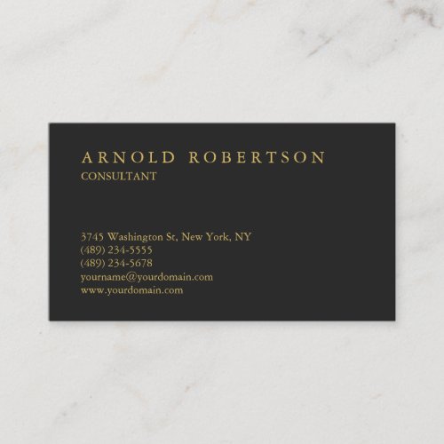 Modern Plain Gray Gold Professional Business Card