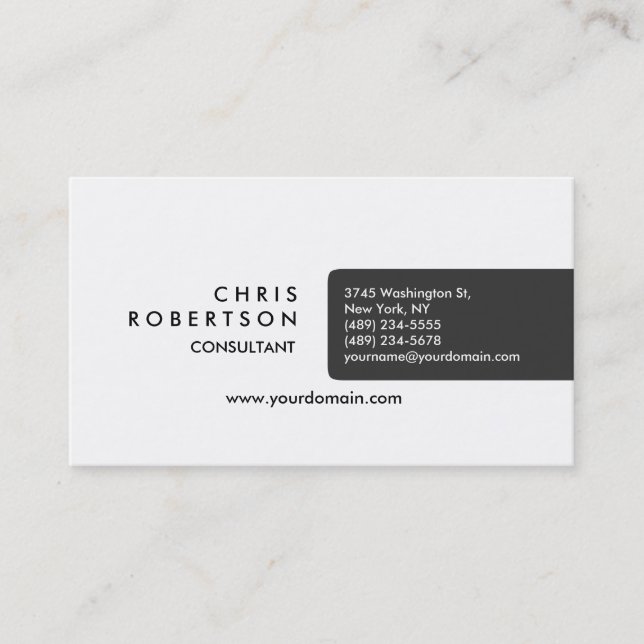 Modern Plain Gray White Attractive Business Card (Front)