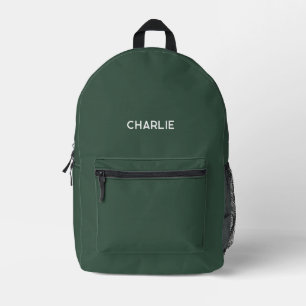 Modern Plain Green Personalized Printed Backpack