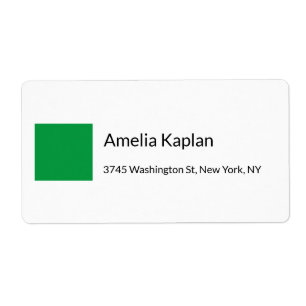 Modern Plain Green White Minimalist Professional Label
