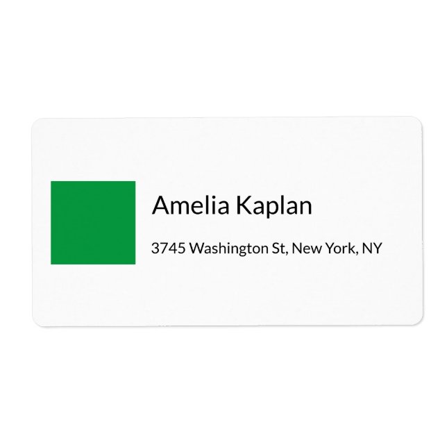 Modern Plain Green White Minimalist Professional Label (Front)