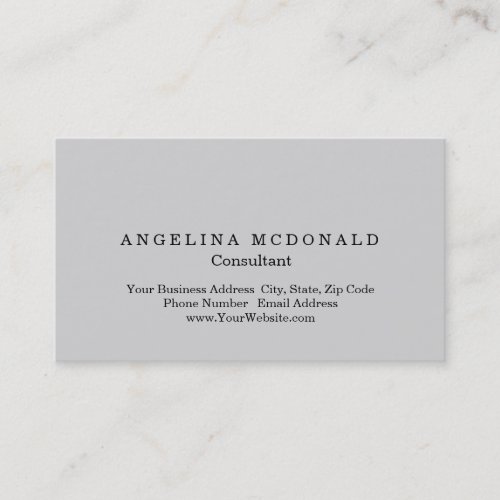 Modern Plain Light Gray Minimalist Consultant Business Card
