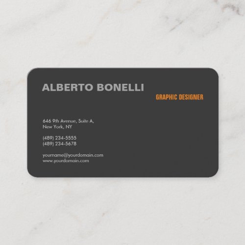 Modern Plain Minimalist Grey Professional Elegant Business Card