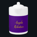 Modern plain minimalist name indigo blue yellow teapot<br><div class="desc">Plain Minimalist Modern Designs. They're all simple,  attractive,  unique.</div>