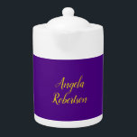 Modern plain minimalist name indigo blue yellow teapot<br><div class="desc">Plain Minimalist Modern Designs. They're all simple,  attractive,  unique.</div>