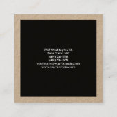 Modern Plain Minimalist Professional Black Square Business Card (Back)
