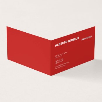 Modern Plain Minimalist Red White Professional Business Card by hizli_art at Zazzle
