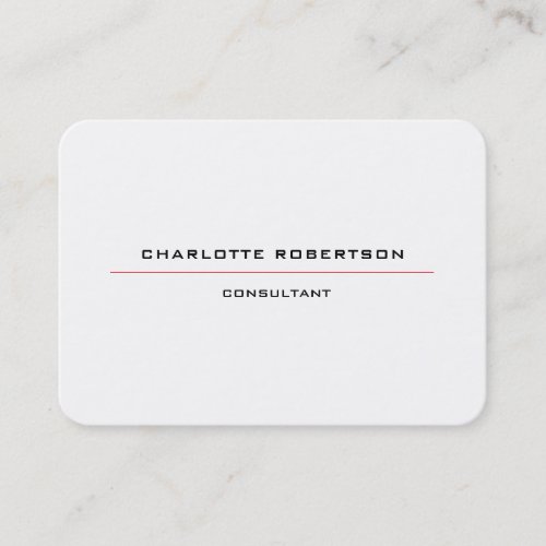 Modern Plain Minimalist Special Black White Red Business Card