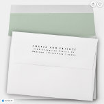 Modern Plain Pastel Green Return Address 5x7  Envelope<br><div class="desc">Simple basic 5x7 envelope with return address in a serif font. This 3-line layout is centered on the he back flap with capitalized first names and proper case for the address. Standard sizes and colors available.</div>