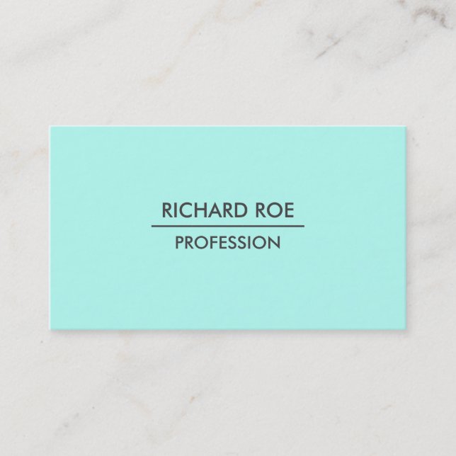 Modern Plain Professional Cyan Business Cards (Front)