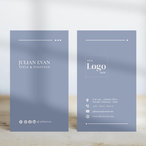 Modern Plain Professional Dusty Blue Mental Health Business Card