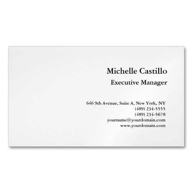 Modern Plain Professional Minimalist Business Card Magnet (Front)