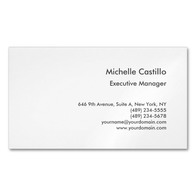 Modern Plain Professional Minimalist Business Card Magnet (Front)