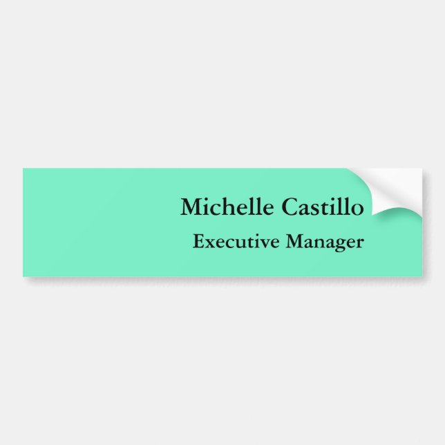 Modern Plain Professional Minimalist Green Blue Bumper Sticker (Front)