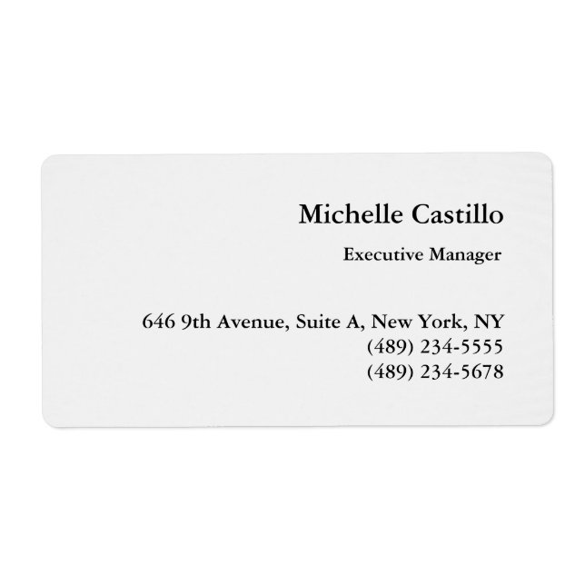 Modern Plain Professional Minimalist Label (Front)