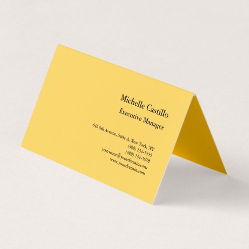 Modern Plain Professional Minimalist Yellow Business Card