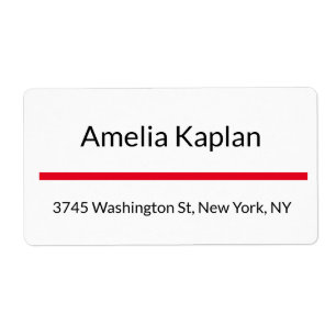 Modern Plain Red White Minimalist Professional Label