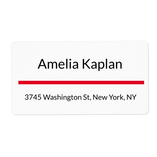 Modern Plain Red White Minimalist Professional Label (Front)