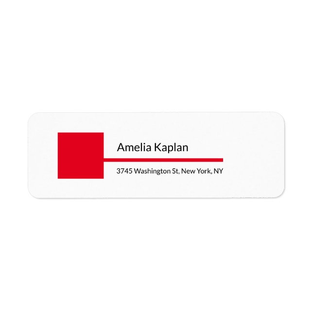 Modern Plain Red White Minimalist Professional Label (Front)