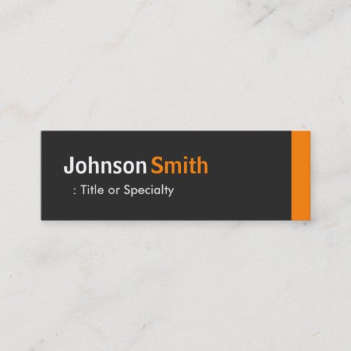 Modern Plain Simple Black and Orange Mini Business Card