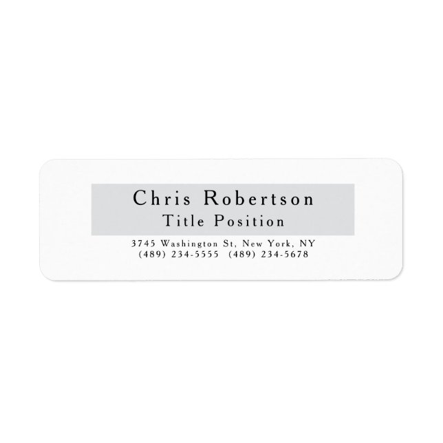 Modern Plain Simple Black Grey White Minimalist Label (Front)